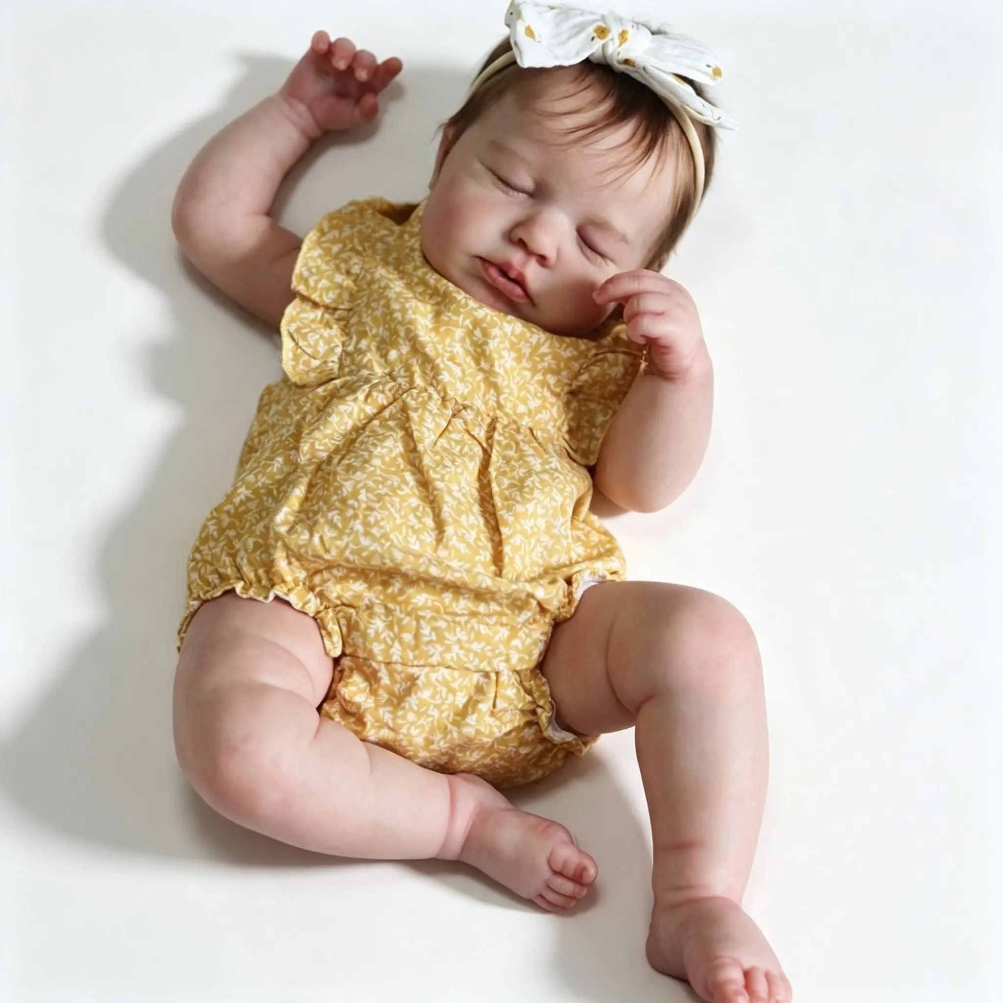 Realistic 50cm/20 inch sleeping newborn baby doll - Soft body art toy with 3D painted skin, visible veins, fabric body, vinyl limbs, children's birthday gift from Reborn Doll Toy Store, soft body doll, back to school season gift