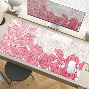 Pink Rose Gaming Mouse Pad Extra Large Computer Mouse Pads for Desk XXL Mouse Pad for Laptop Big Mouse Pad Extended Mouse Pad with Non - Slip Rubber Base Stitched Edge for Home and Office