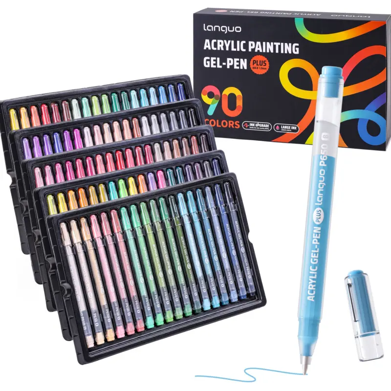 36/54/72/90 Colors Acrylic Gel Pens for Coloring Books, Quick Dry, 1.0mm Fine Point Gel Marker Pen for Diary,Card,DIY,Coloring, Doodling, Scrapbooking Supplies Stackable colors, Acrylic Gel Pen