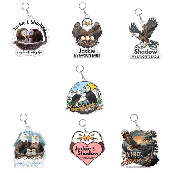 [HOT KEYCHAIN] Jackie & Shadow Bald Eagle Family Keychain - Big Bear Lake, Loving Memories Jackie