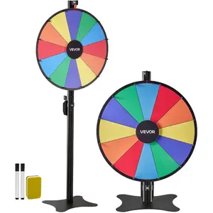 VEVOR 24 in Spinning Prize Wheel, 12 Slots Spinning Wheel with Stand, Adjustable Height Win Fortune Roulette with a Dry Erase and 2 Markers, 6 Colors, Easy Assembly, for Party Pub Trade Show CarnivalVEVOR Super Brand Day