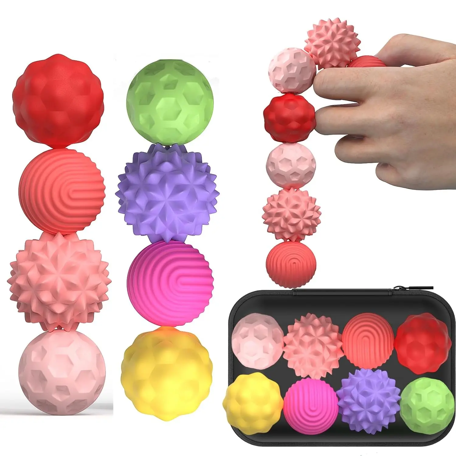 Silicone Magnetic Fidget Balls Toys, 8 Counts, Texture, Sensory Fidget Ball, Stress Relief Fidgeting, Silent Desk Stress Relief, Sensory Stress Reliever, Stress Relief Gadgets, Ideal Gift for Teens & Adults