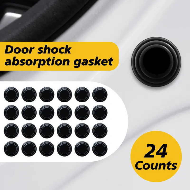 24-Count Automotive Car Door Shock-Absorbing Gasket Scratch Guard, High-Strength PVC Auto Accessories Interior, 10mm Impact Buffer, Adhesive Back Wet-Proof Stick, Paintsafe Install Fit Most Vehicles Trucks