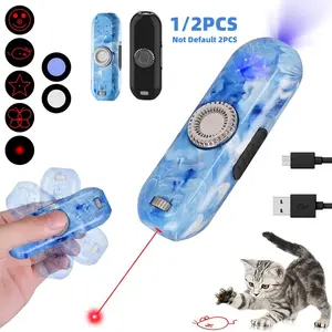 8-In-1 Pet Laser Toy, Type-C Charging, Finger Rotation Glow Function, 5 Patterns, UV Light, Light, Stress Relief, Gift Idea, Laser Pointer