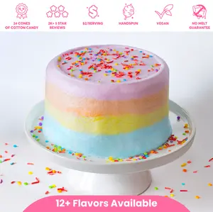 Cotton Candy Cake - 16oz (Serves 12) - Valentines Day Gifts For Kids Girls Boys Teens Teachers - Allergy Safe Snacks - Birthday Party Desserts Unique Candy Gift Box Exotic Snacks Cotton Candy Party Favors Galentines Day Treats