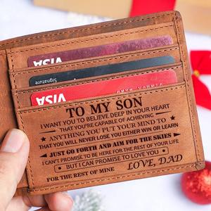 DUJO Graduation gift for son, engraved leather wallet, men's wallet,Personalized Graduation Gifts for Boys, thoughtful gift for boys,Birthday gift from mom and dad to their son,Back-to-school gift from Mom &Dad,Boy's summer outfit.