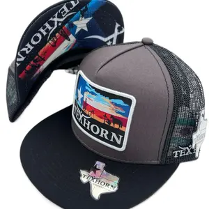 TEXHORN Handcrafted Cap - Stylish Black Cap with Unique Graphic, West Texas Design, Adjustable Fit, and Mesh Back