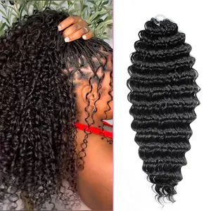 [Synthetic Miracle Knots Crochet Hair] Deep Curly Crochet Hair Synthetic Miracle Knots Hair Extensions Pre-Separated 85g/Pack (50 Strands Per Pack)– Knotless Boho Braids, 4-5 Packs for Full Head, Textures Protective Hairstyles For Black Women