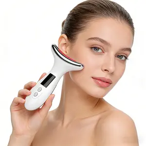 Tri-color facial and neck massager, portable 3-in-1 facial equipment, USB charging, multifunctional facial skin care tools, used for daily skin care, three modes of facial skin care tools, and skin care tools suitable for human body.
