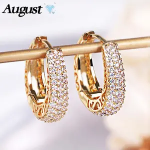 Hip-hop joint personality earrings cubic zirconia simple earrings hollow design with exquisite packaging