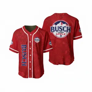 Busch Bapple Light Baseball Jersey, Funny Red Beer Drinking Shirt for Men, Summer Tailgate & Frat Party Outfit