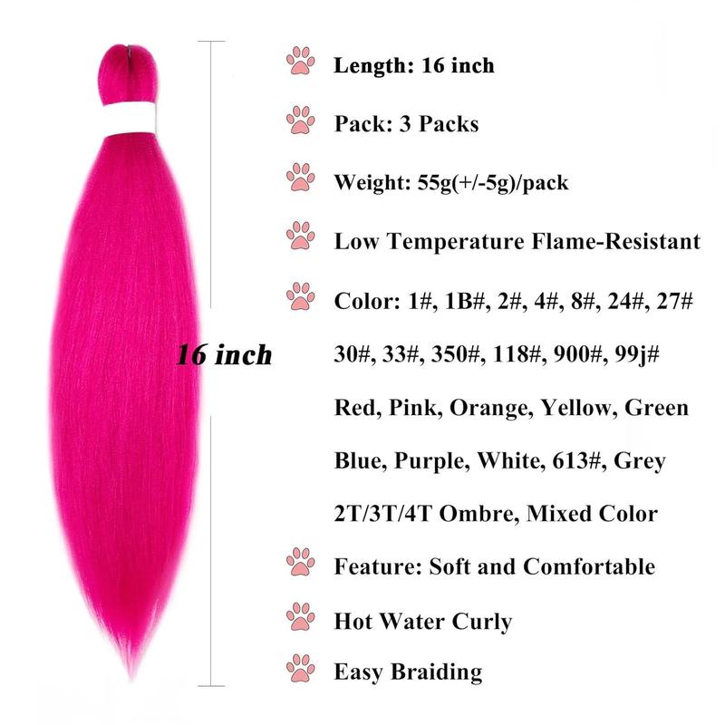 Fashion Pink Braiding Hair Pre Stretched Short Braiding Hair Extensions for Braiding Box Braids Knotless Prestretched Braiding Hair 16 Inch