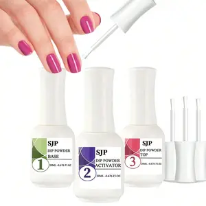 Nail Dip Powder Liquid Set, 3 Counts/set Nail Dip Powder Base Coat & Activator & Top Coat, Nail Art & Nail Polish for Women & Girls, Dip Powder Kit