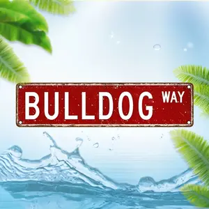 "Bulldog Way" Vintage Aluminum Sign 15.75x3.94 Inch Vintage Metal Sign – Durable Indoor/Outdoor Rustic Design Wall Decor for Rustic & Retro Spaces