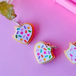 Funfetti Heart Cookie Earrings Female Casual Plastic