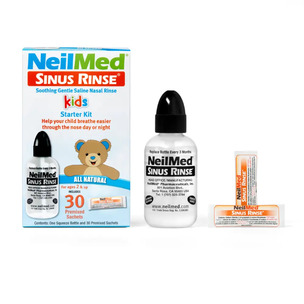 NeilMed Sinus Rinse Kids Starter Kit - All Natural Saline Nasal Rinse for Ages 2+, Gentle Allergy & Congestion Relief, 30 Premixed Packets NeilMed Sinus Rinse Kids Starter Kit - All Natural Saline Nasal Rinse for Ages 2+, Gentle Allergy & Congestion Relief, 30 Premixed Packets