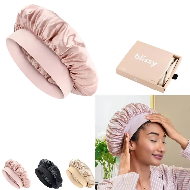Blissy Silk Halo Bonnet – 100% Mulberry Silk – Anti-Frizz Hair Protection – Extends Blowouts