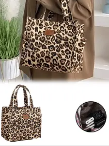 Thick Printed Fabric Handbag, Large Capacity Portable Durable, Ideal for Commuting, Outdoor Shopping, Daily Use, Lunch Bag Tote Bag