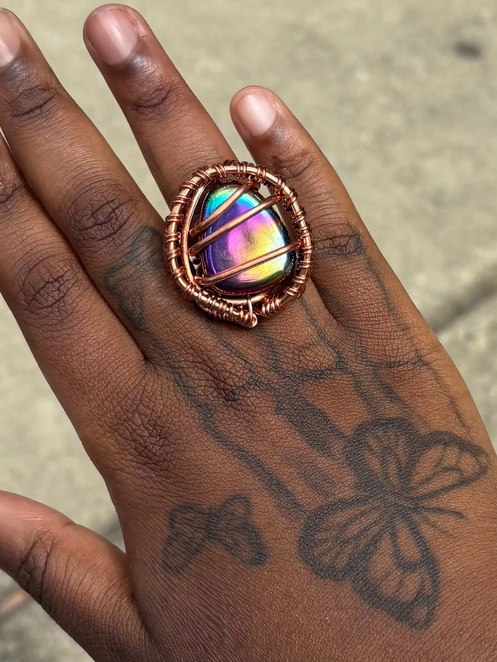 Gemstone Creativity Weave Copper Rings