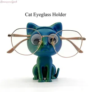 11cm Cute Cat-Shaped Eyeglass Holder Stand, Novelty 3D Glasses Display Figurine, Adorable Desk Decor Sunglasses Organizer, Perfect for Home, Office & Eyewear Collection