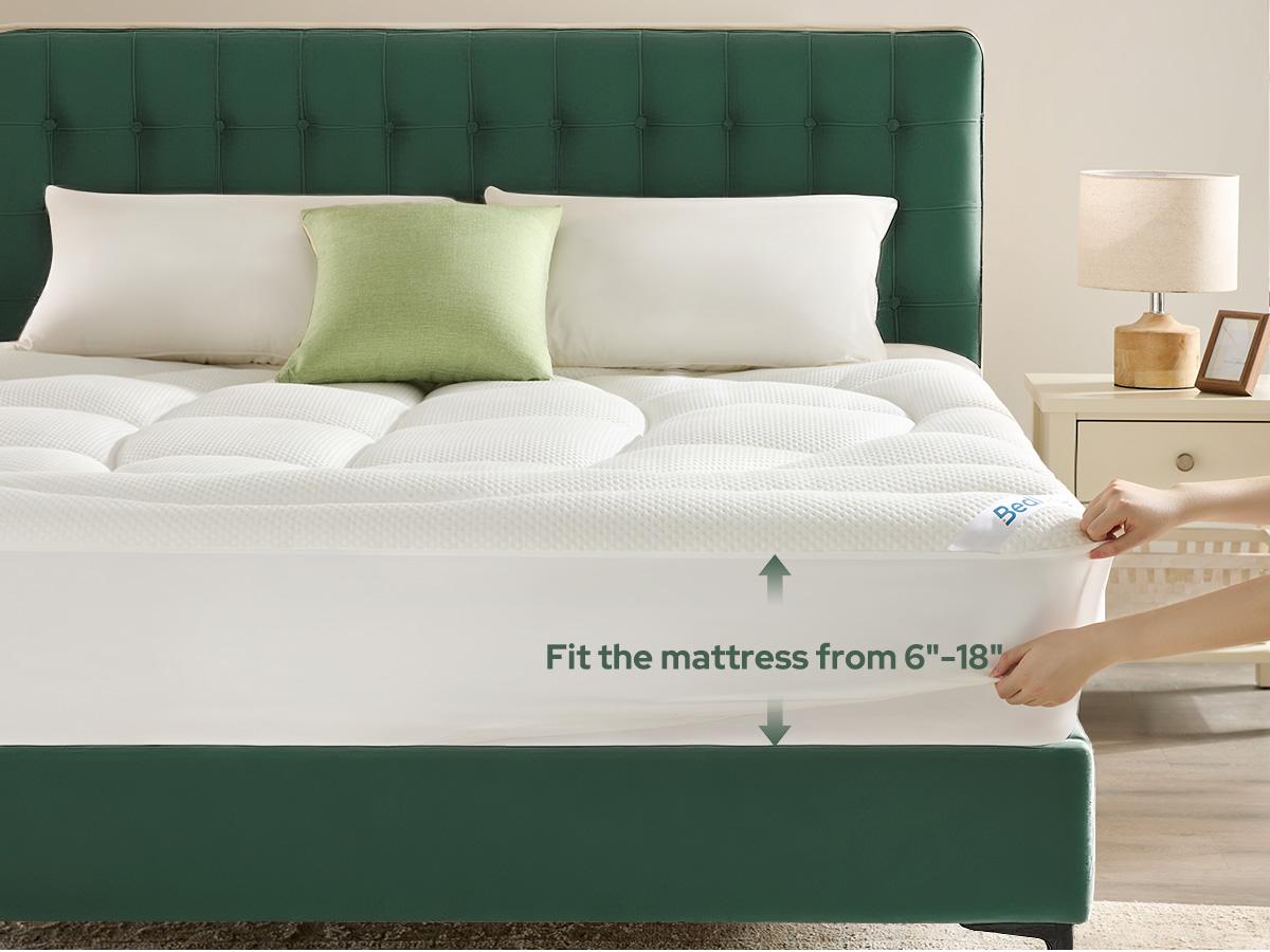 NEW ARRIVAL【BEDLORE】Mattress Topper, Ultra Soft Tencel Blend Pillow Top Mattress Pad for Back Pain Relief, 800 GSM Extra Thick and Breathable Cooling Mattress Cover with 6-18 Inch Deep Pocket HomeEssentials