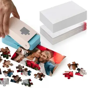 DIY Photo Puzzle Punch Maker Set Valentines Custom Jigsaw Puzzle Piece Cutter Machine with Adhesive Foams and Storage Bags for Personalized Customized Pictures Craft Making Tool(4 x 6 Inch)