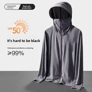 Men's and women's same ice silk breathable and cool sunscreen clothing, light and thin summer breathable and quick-drying sports outdoor fishing clothing