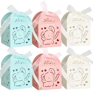 10Pcs Blue Elephant Candy Boxes Boy Baby Shower Girl Pink Gift Boxes Boy or Girl Gender Reveal Party Gift Package Decorations