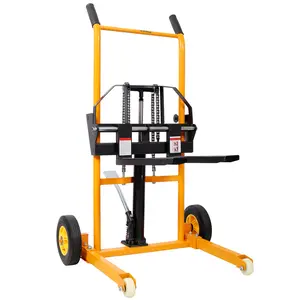 Donext Manual Forklift Pallet Stacker 440 Lbs Load Capacity 35.5 Inch Height Adjustable Forks Yellow Hydraulic Material Lift