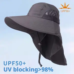 UV-protective Sun Hat for Men and Women UPF50+ Wide-brimmed Fisherman Hat with Face and Neck Protection for Summer Outdoor Activities