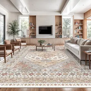 Soft Landing Spot 7x10 Area Rugs,Stain Resistant Washable Rug,Ultra-Thin Rugs for Living Room,Bedroom,Non-Slip Backing Home Decor Large Area Rug