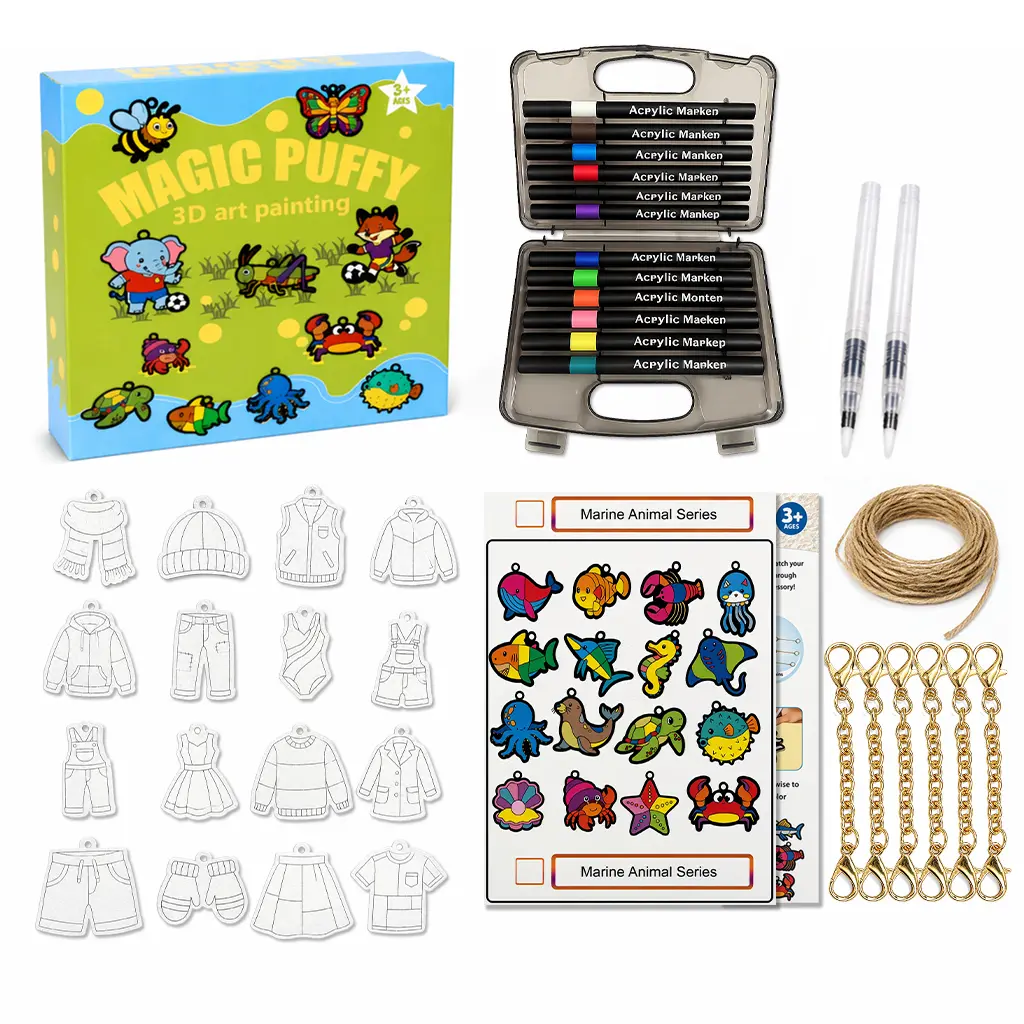 3D Puffy Magic Art Painting Set with Acrylic Mark - Kids' & Parents' Creative DIY Decorative Kit, Toys & Hobbies DIY Painting Supplies