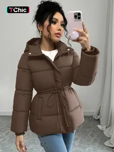 Women's Fashion Thickened Hooded Jacket, Waist-Centered Long Warm Coat for Outdoor Activities & Winter Travel