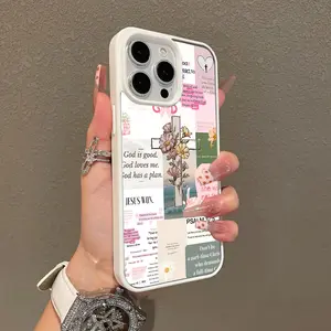 Magnetic Protective Case for iPhone 17 16 E Pro Max 15 Plus 14 13 12 11 XS XR, Girly Pink Religious Collage with Cross Design | Shockproof, Silicone, Stylish, Trendy, and Scratch Resistant