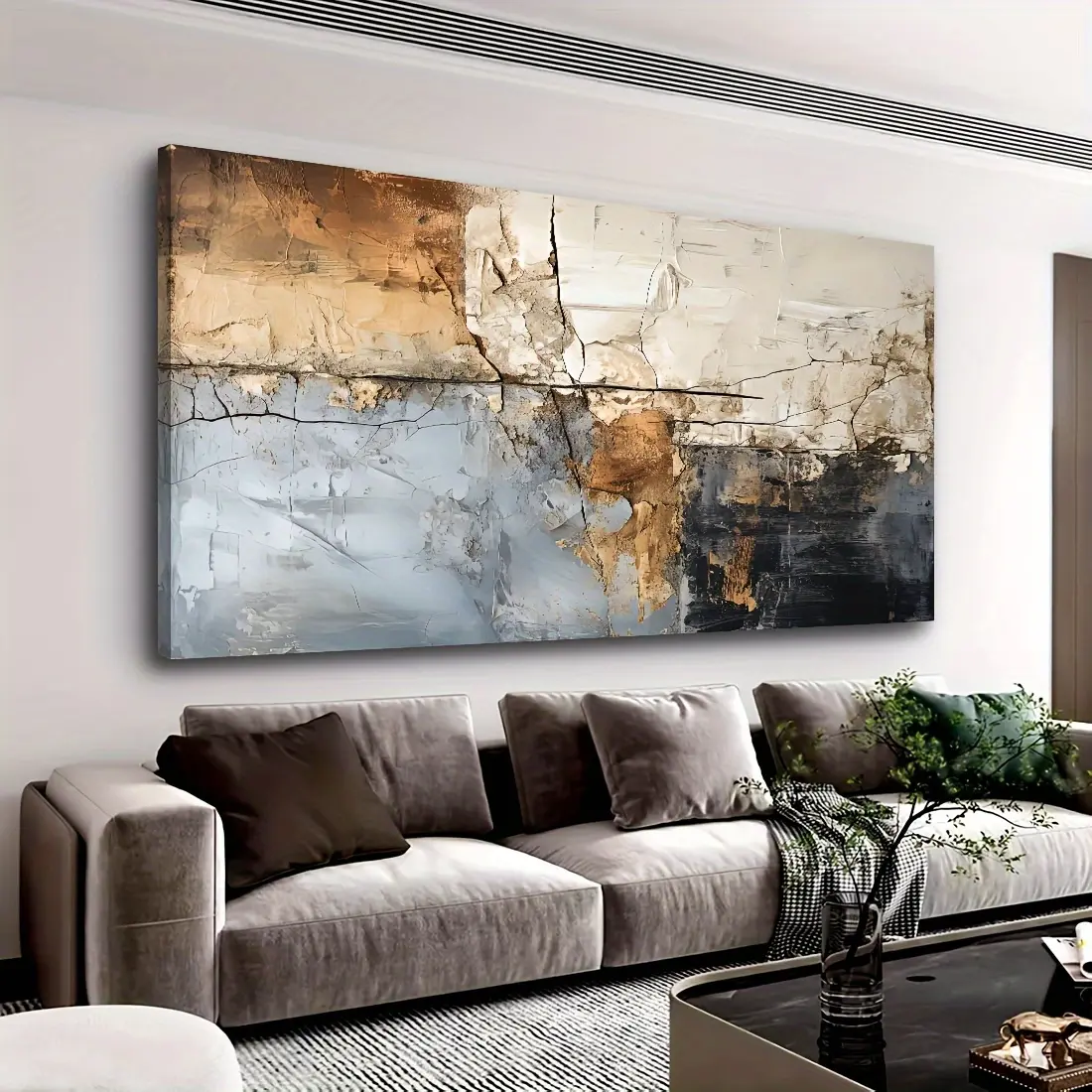 Abstract Crack Art 1-Piece Wrapped Canvas Painting - Wood Frame, Easy Hanging, Accent Wall Decor, Multi-Size Home Supplies for Living Room, Office
