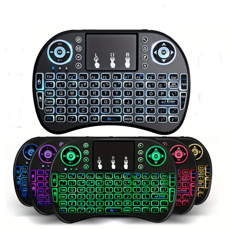Upgraded Backlit, Lighted Keyboard Wireless 2.4GHz With Trackpad, Touchpad Mouse and Built-in Rechargeable Battery For Google Smart TV, Android Box, Windows Laptop