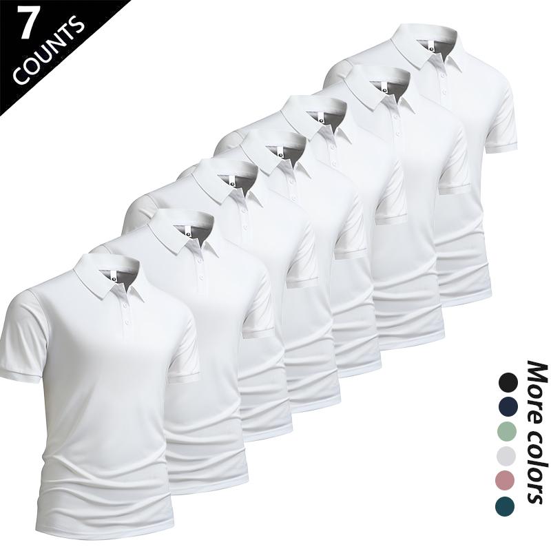 Men's Summer Ice Silk Short-Sleeve Polo Shirt Set of Seven Versatile Trendy Collared Top for Business Casual Wear Breathable Quick-Drying Cool-Touch Skin-Friendly Moisture-Wicking Anti-Pilling Colorfast Multiple Colors Menswear Tropical tiktokshopspringgl Men's Summer Ice Silk Short-Sleeve Polo Shirt Set of Seven Versatile Trendy Collared Top for Business Casual Wear Breathable Quick-Drying Cool-Touch Skin-Friendly Moisture-Wicking Anti-Pilling Colorfast Multiple Colors Menswear Tropical tiktokshopspringgl