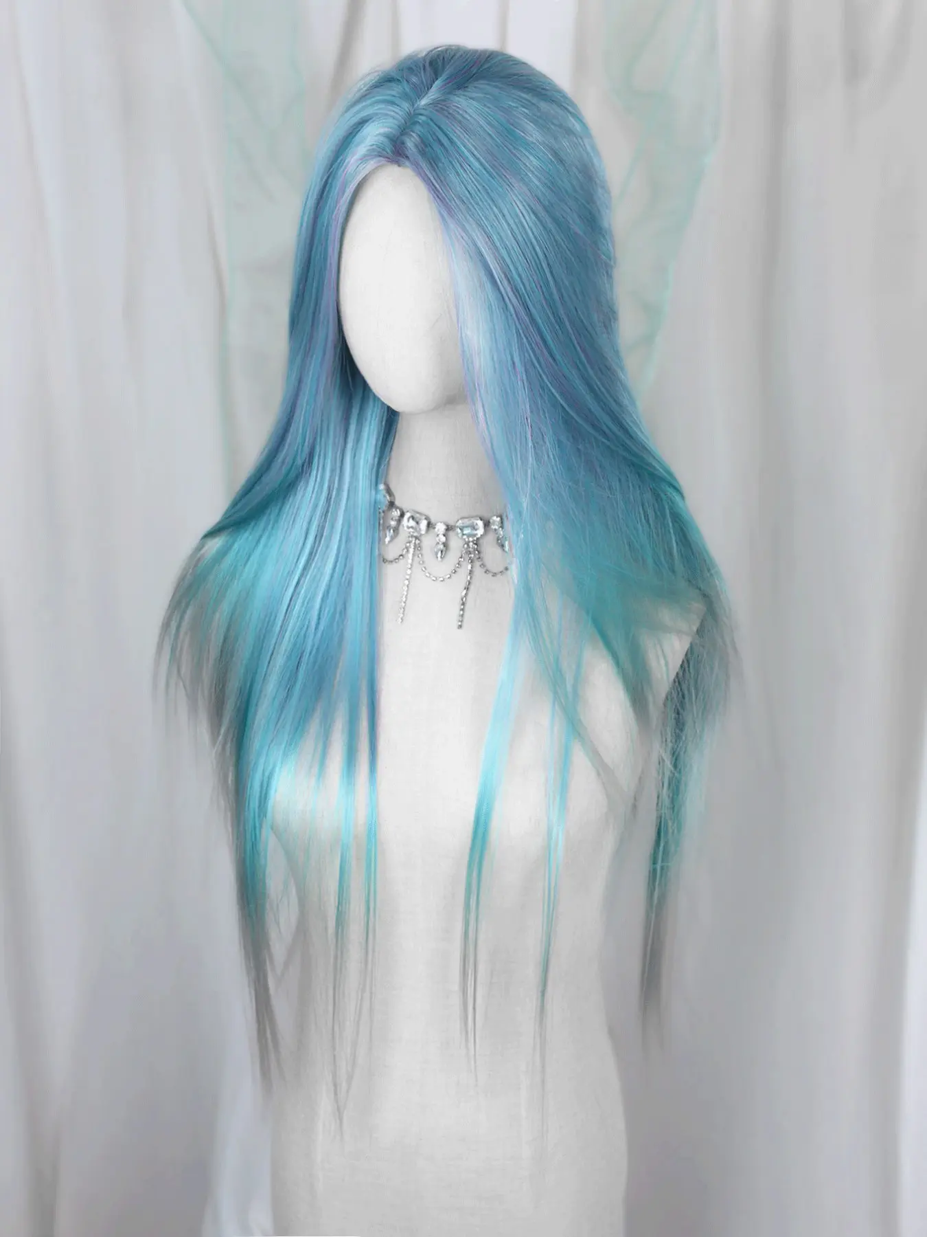 cosplay wig Long Straight Mermaid Wigs for Women, High Quality Synthetic Wig, Mixed Blue and blue Color, Perfect for Festivals, cosplay Stylish and Durable Hairpiece, Synthetic Material Wigs, Role Play Wig