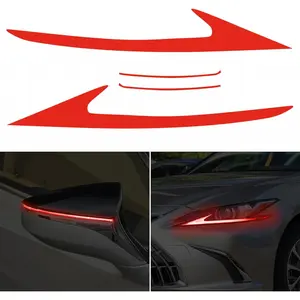 2 Pair Headlight Daytime Running Light Rearview Mirror Light Vinyl Films Smoke Tint Compatible with Lexus 2018-2020 Light Transmission Tint Wrap Exterior Sticker Decorations Trim (Red)