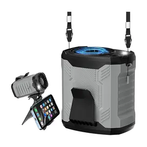 4-in-1 Portable Waist Fan | 7000RPM High-Speed Cooling | 16H Long Battery | Hands-Free Neck & Desk Use | LED Light & Phone Stand for Work and Outdoors