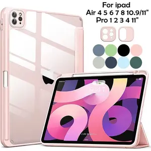 Case for Ipad Air 11 inch 8th Generation (2026 M4) 7th (2025 M3) 6th (2024 M2) 10.9 inch 5th (2022) 4th (2020),for Ipad Pro 11 inch 4th gen (2022) 3rd (2021) 2nd (2020) 1st (2018) 11" 10.9" Protective Cover with Pencil Holder Accessories Clear Back Shell