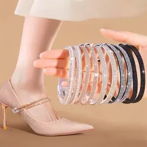 High Heel Shoe Anti-Heel Drop Lace Strap No Tie Installation Multi-Color Rhinestone Stretch Fixing Shoelaces for Comfort and Style - Bedroom, Footwear
