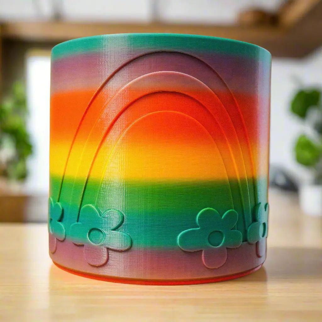 Daisy Rainbow Planter, Plant Pot with Excellent Drainage and Drip Tray, Multiple Sizes and Colors
