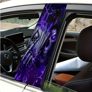 2PC, 2D flat pattern sticker, skull lightning pattern car sticker, Premium Skull Stickers, suitable for car B-pillar, metal, plastic, ceramic, wood, rectangular surface, semi-matte, wear-resistant material, waterproof and scratch-resistant
