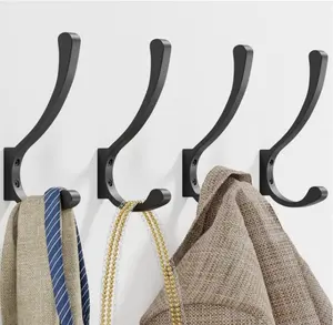 4pcs Vintage Double Wall Hooks - Heavy Duty Utility Hooks for Indoor And Outdoor Use, Coats, Bags, Hats, Keys, Towels ﻿,summerwins
