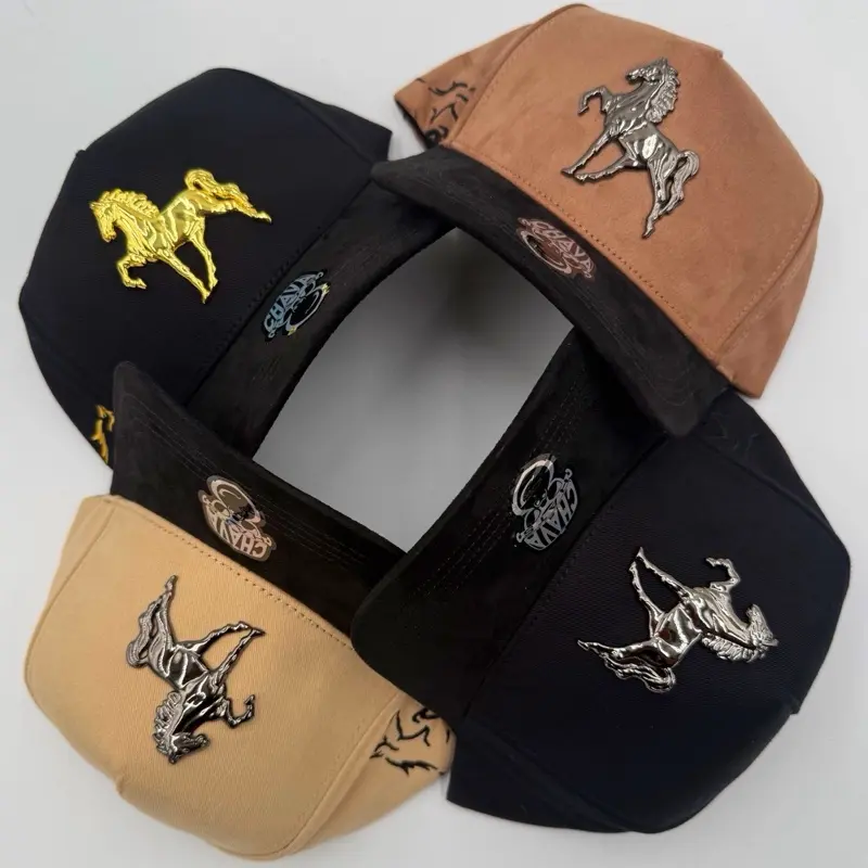 Gorra de Caballos chava Hats Available in Multiple Colors with Metallic Design and Horse Illustrations