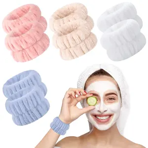 Wrist Sweatband for Makeup 1 Pair Plush Terry Towel Terry Cloth Absorbent Wrist Band for Women Face Washing Shaving Skincare