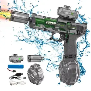 LED Water Gun - Built-in Rechargeable Lithium Battery, LED Lights, Green Option, Kids' Outdoor Summer Pool Water Play Toy, Holiday Gift