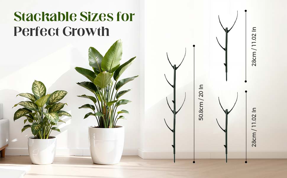 Stackable Monstera Plant Support Stakes – 10 Pack Durable Climbing Plant Support for Indoor & Outdoor Potted Plants, Garden Stakes for Pothos, Philodendron & Vine Plants