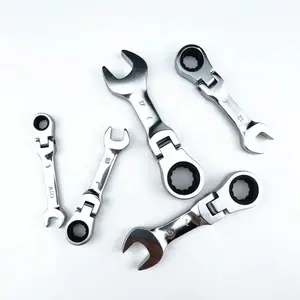 Mini Short Handle Ratchet Wrench Movable Head Quick Dual Purpose Open End Wrench Hardware Tool Labor Saving Wrench